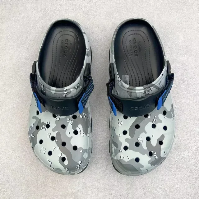 Crocs Gray Blue Camouflage-Print Adjustable Strap Clog 9