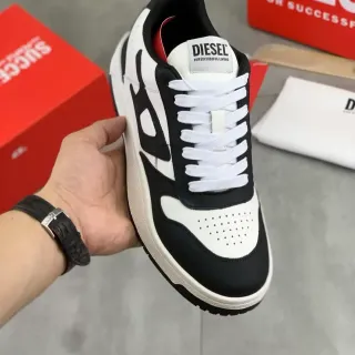 Diesel Black White Contrast Perforated Toe Cap Lifestyle Sneakers