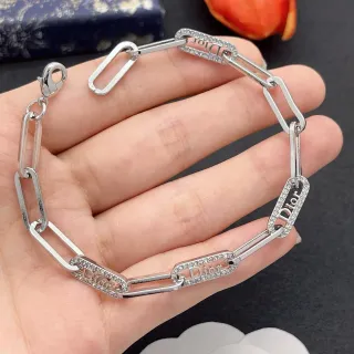 Dior Addict Silver Transparent Paperclip-Link Chain Pavé Crystal Embellishment Bracelet