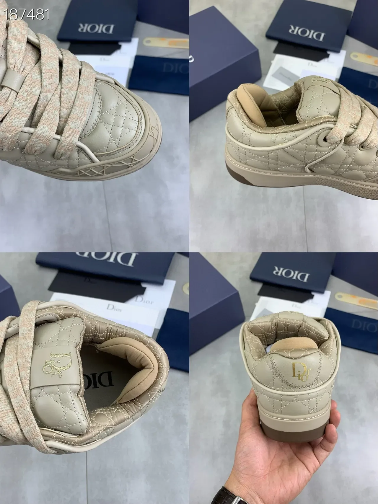 Dior B23 Beige Tênis Lifestyle Quilted Cannage 2