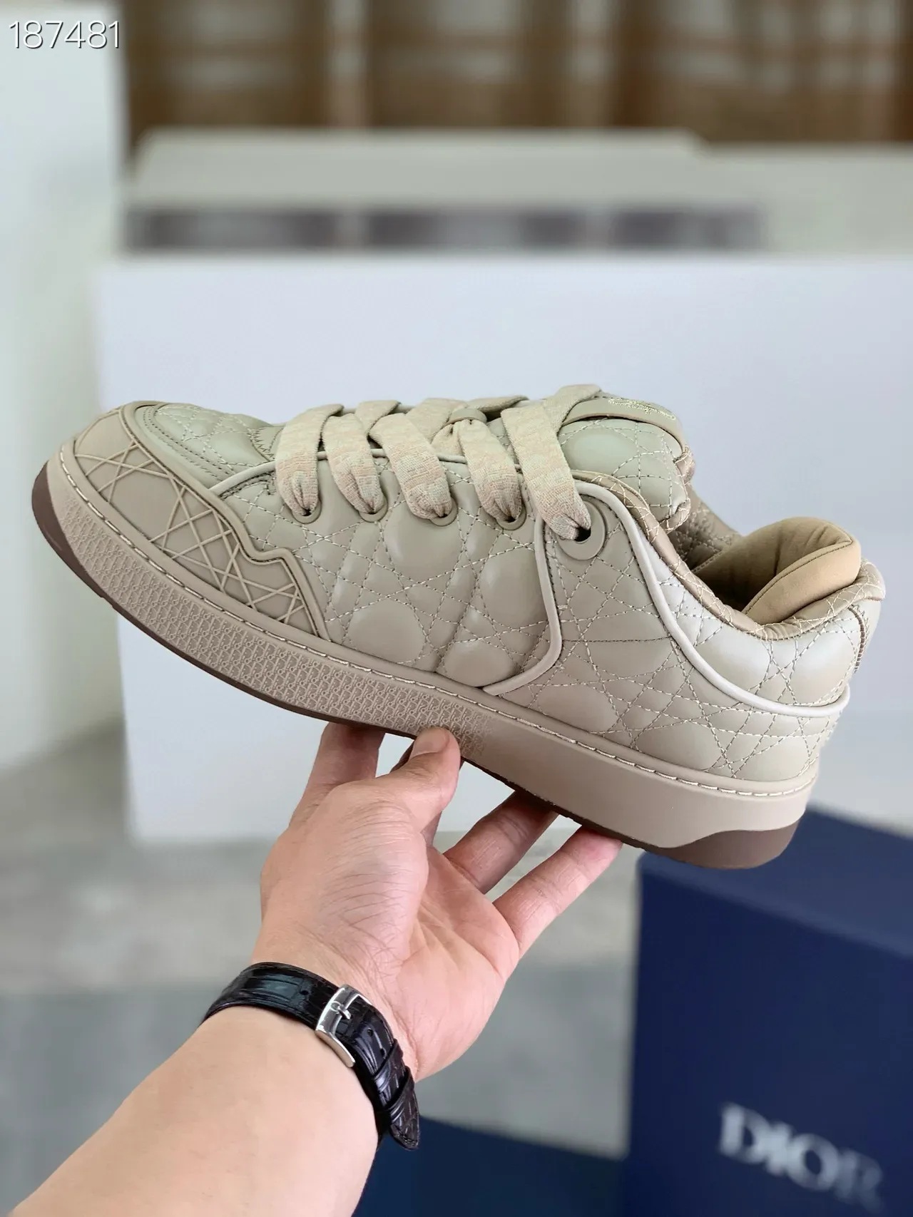 Dior B23 Beige Tênis Lifestyle Quilted Cannage 5