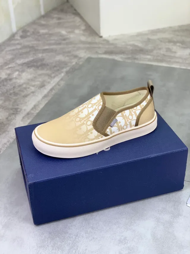 Dior B23 Beige White Monogrammed Canvas Slip-On Lifestyle Sneakers 2