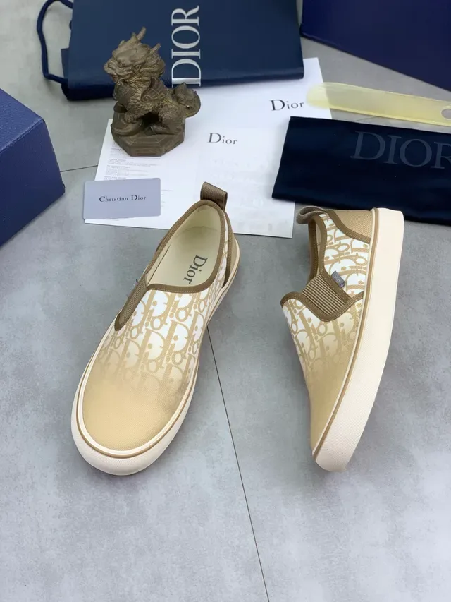 Dior B23 Beige White Monogrammed Canvas Slip-On Lifestyle Sneakers 5