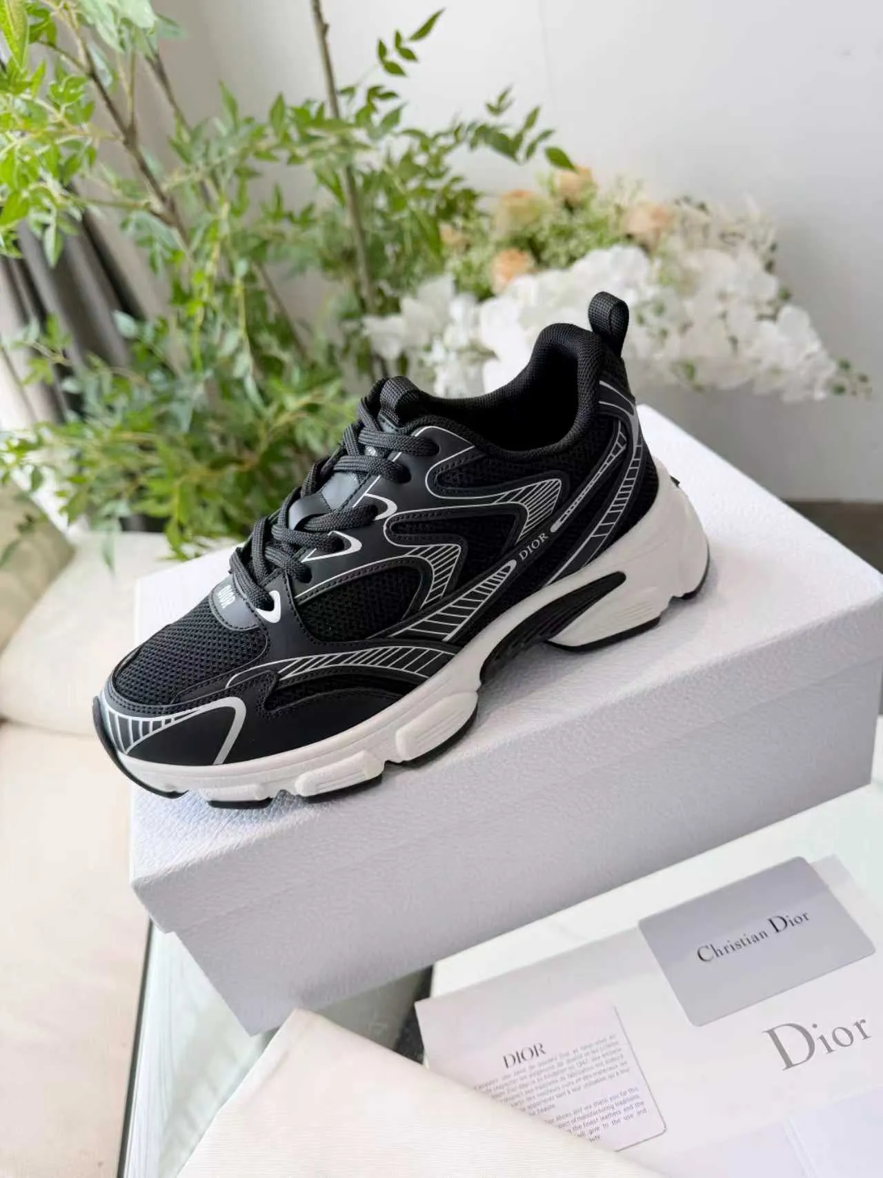 Dior B23 Tênis Chunky Pretos e Brancos 2