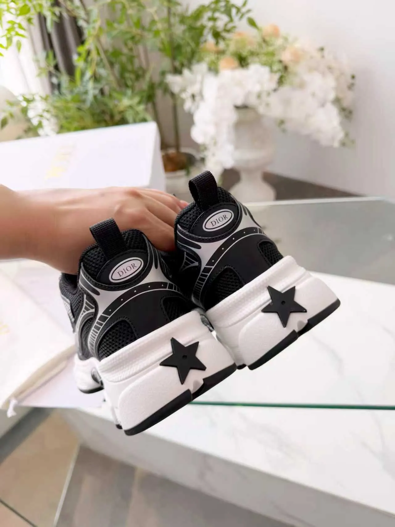 Dior B23 Tênis Chunky Pretos e Brancos 7