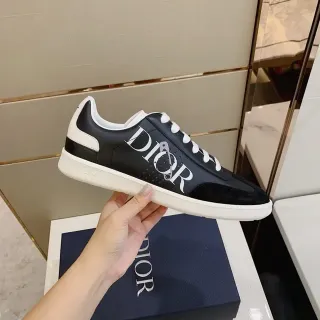 Dior B23 কালো এবং সাদা লোগো-প্রিন্ট লাইফস্টাইল স্নিকার