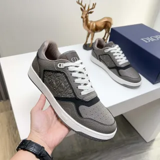 Dior B23 灰色 压印 斜纹 皮革 生活方式 运动鞋