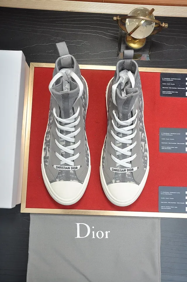 Dior B23 High Top Gray Monogram Lifestyle Sneakers 5