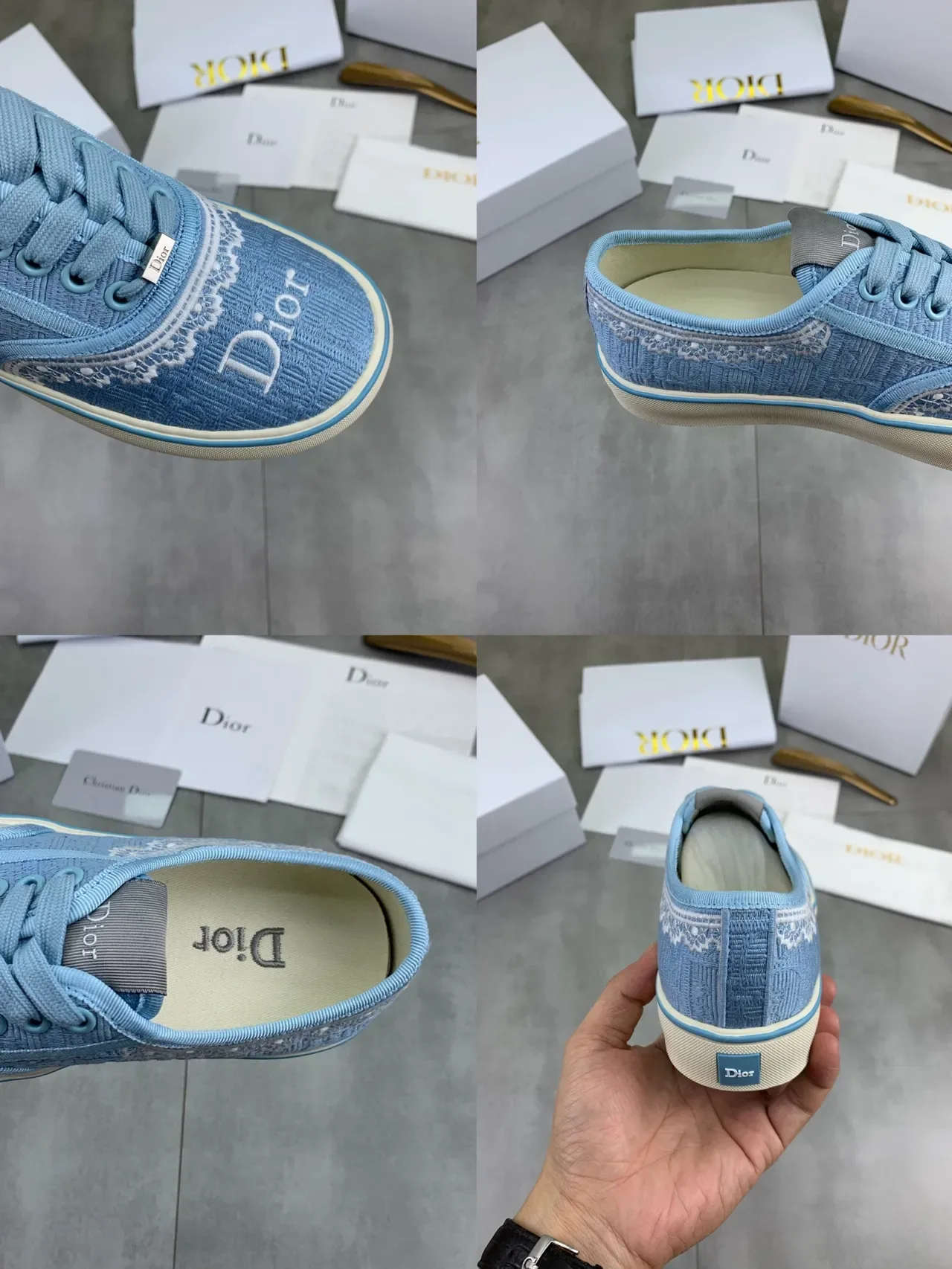 Dior B23 Sneakers Lifestyle Tissu Texturé Bleu Clair 2