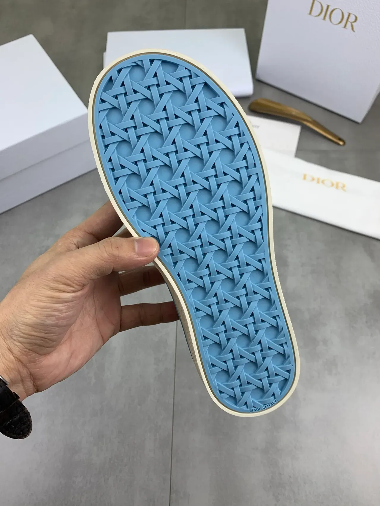 Dior B23 Sneakers Lifestyle Tissu Texturé Bleu Clair 3