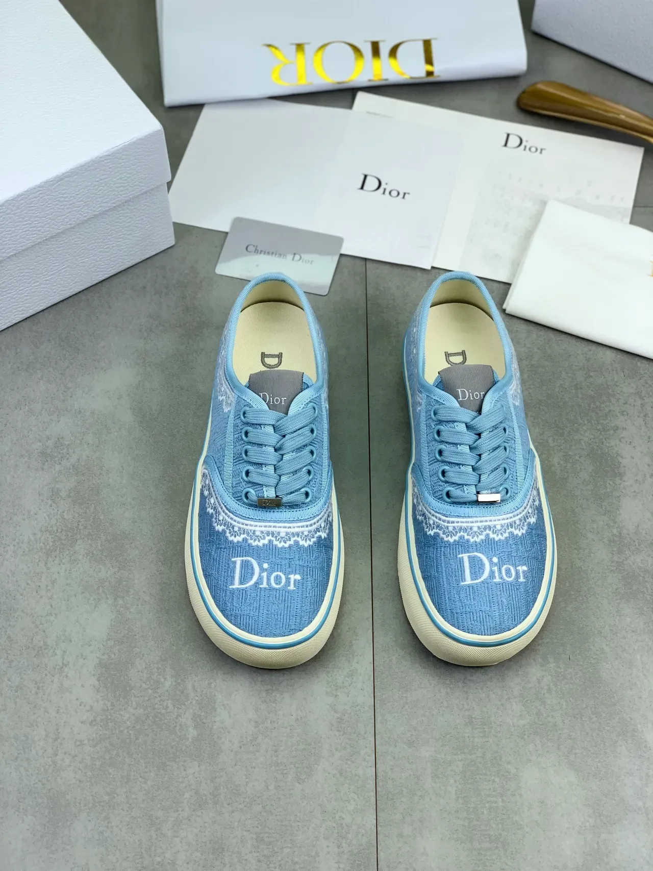 Dior B23 Sneakers Lifestyle Tissu Texturé Bleu Clair 4