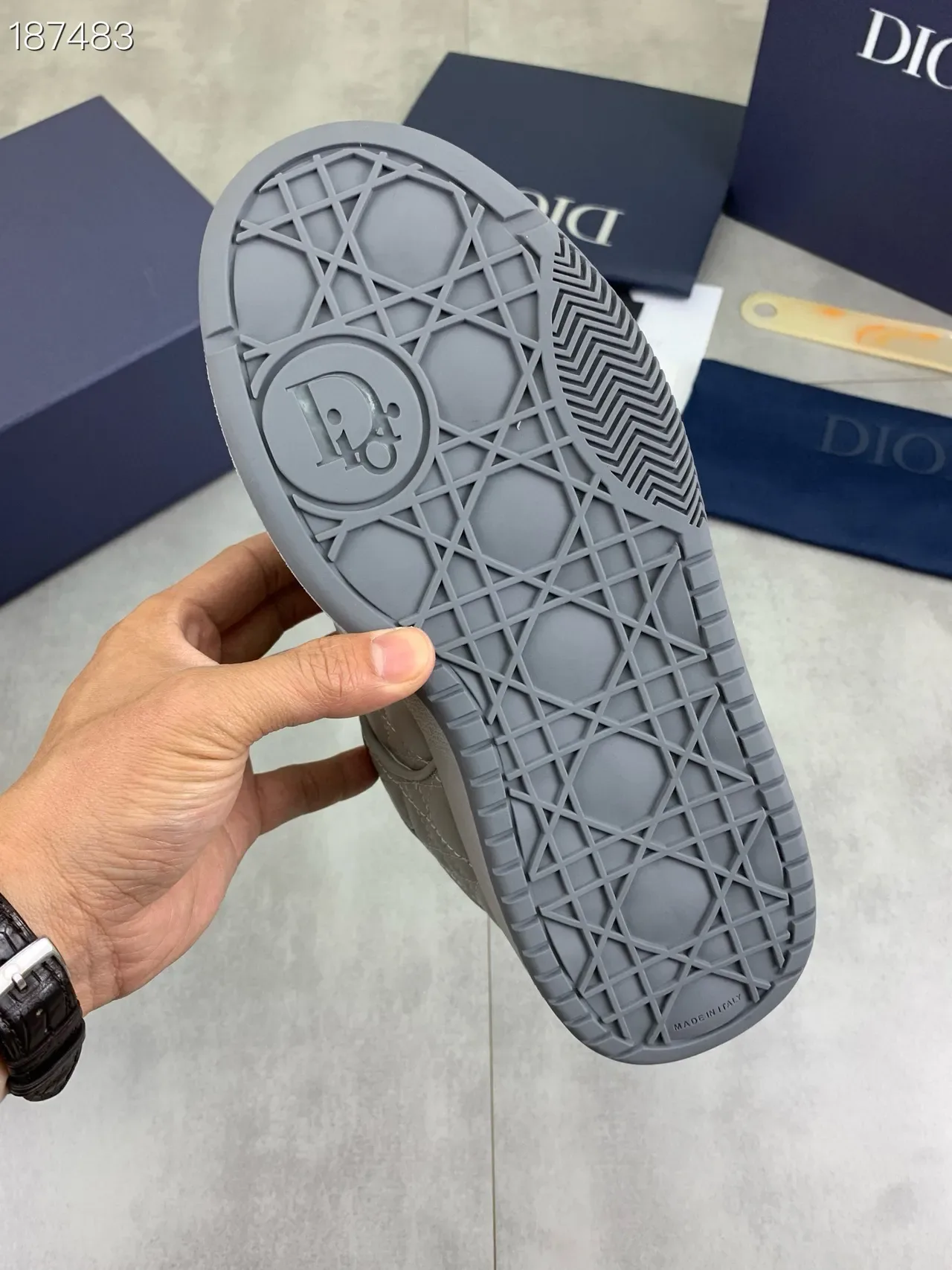 Dior B23 Quilted Gray Oblique Monogram Lifestyle Sneakers 4