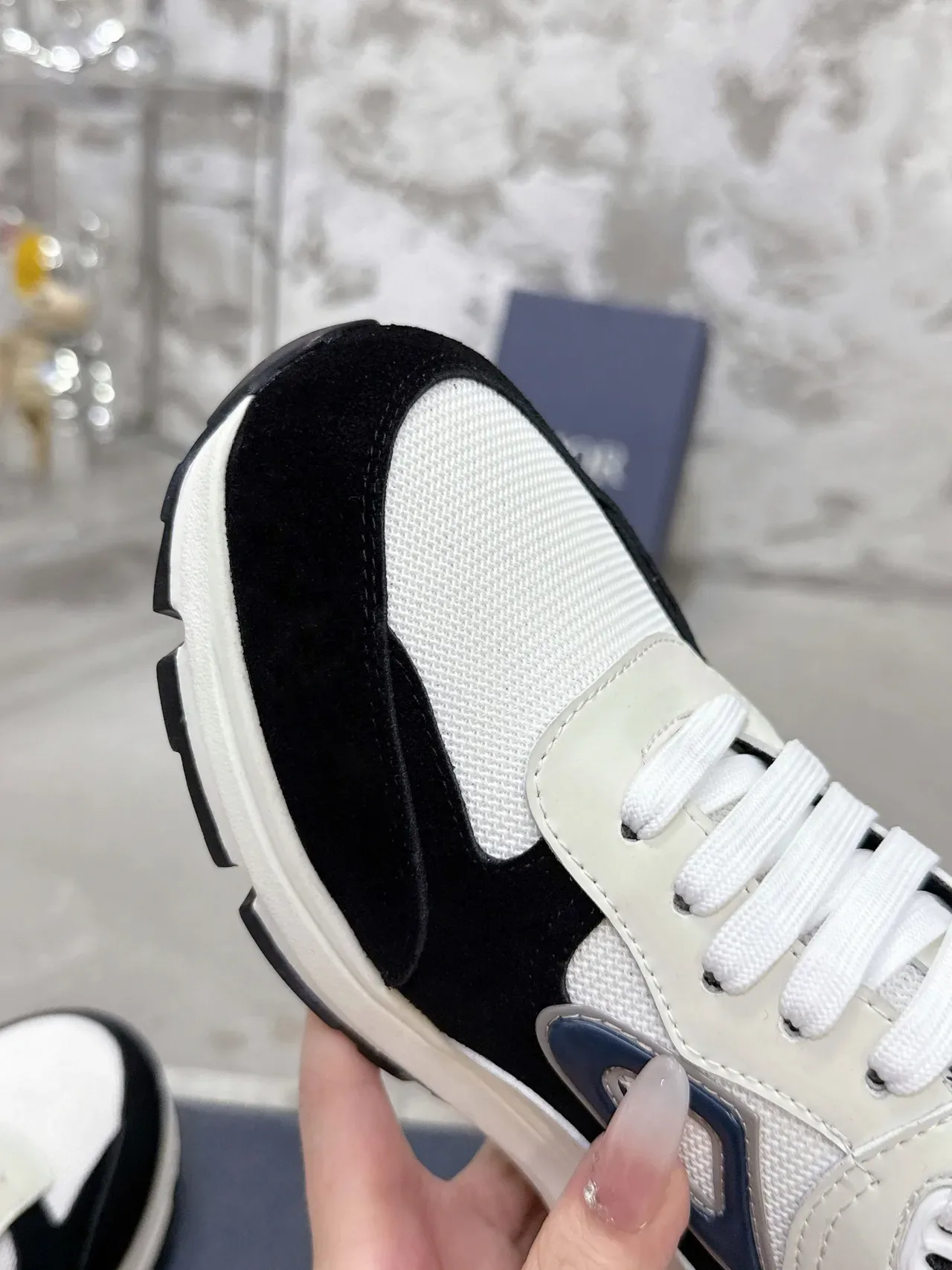 Dior B23 White Black Navy Lifestyle Sneakers 6