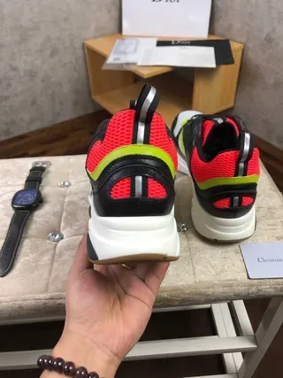 Dior B27 Negro y Rojo Suela Gruesa Malla y Recubrimiento Sintético Zapatillas Lifestyle 4