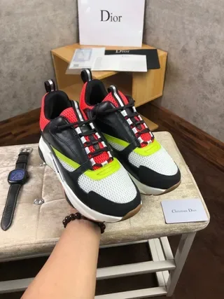 Dior B27 Negro y Rojo Suela Gruesa Malla y Recubrimiento Sintético Zapatillas Lifestyle 7