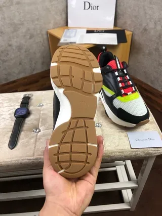 Dior B27 Negro y Rojo Suela Gruesa Malla y Recubrimiento Sintético Zapatillas Lifestyle 8