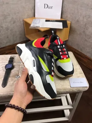 Dior B27 Negro y Rojo Suela Gruesa Malla y Recubrimiento Sintético Zapatillas Lifestyle 9