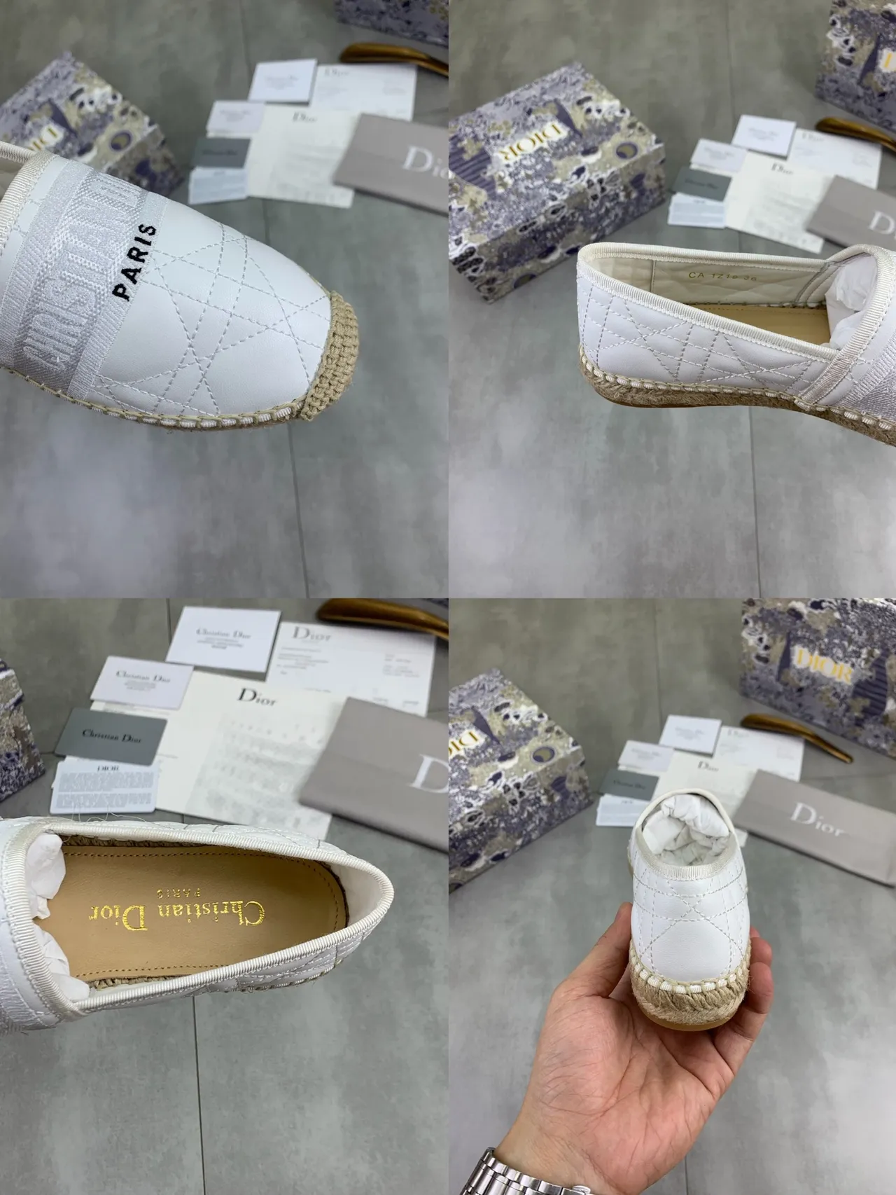 Dior B27 Espadrille Chaussures bateau en cuir blanc matelassé 3