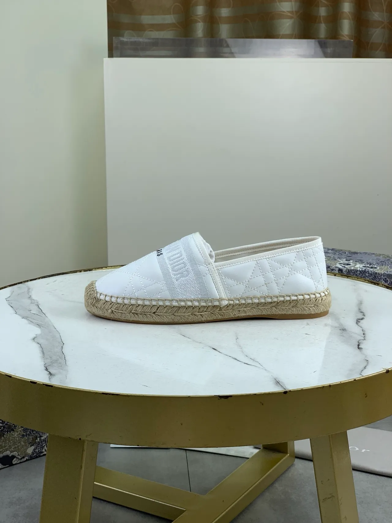 Dior B27 Espadrille Chaussures bateau en cuir blanc matelassé 5