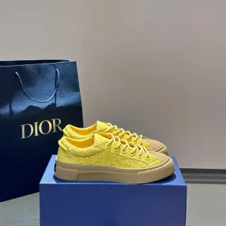 Dior B27 Jaune Beige Embossed Monogram Supérieur Bas Plateforme Silhouette Lifestyle Sneakers