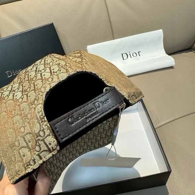 Dior Beige Marron Impression Monogramme Oblique Structurée Six Paneles Casquette de Baseball 3