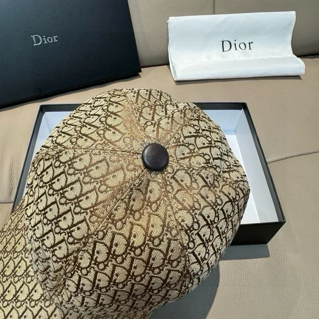 Dior Beige Marron Impression Monogramme Oblique Structurée Six Paneles Casquette de Baseball 5