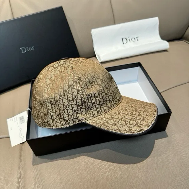 Dior Beige Marron Impression Monogramme Oblique Structurée Six Paneles Casquette de Baseball 6