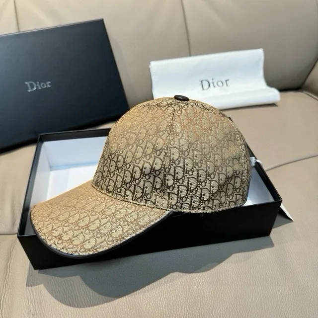 Dior Beige Marron Impression Monogramme Oblique Structurée Six Paneles Casquette de Baseball 7