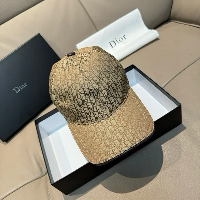 Dior Beige Marron Impression Monogramme Oblique Structurée Six Paneles Casquette de Baseball 8