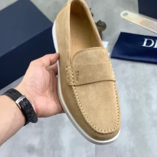 Dior بني أبيض من الشيبوي العلوي Penny Strap Loafer