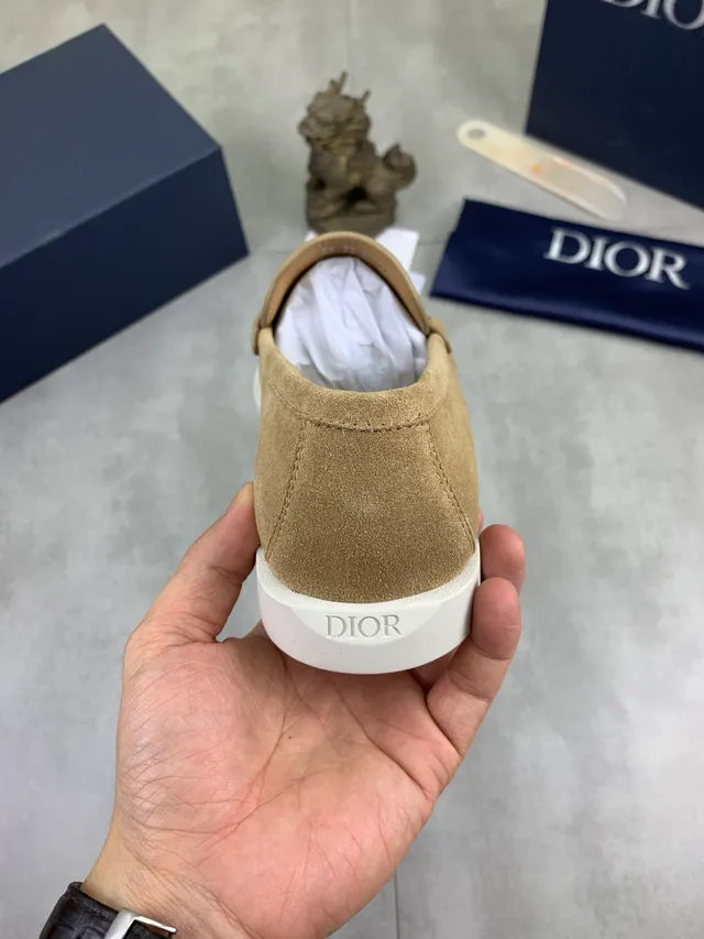 Dior بني أبيض من الشيبوي العلوي Penny Strap Loafer 3