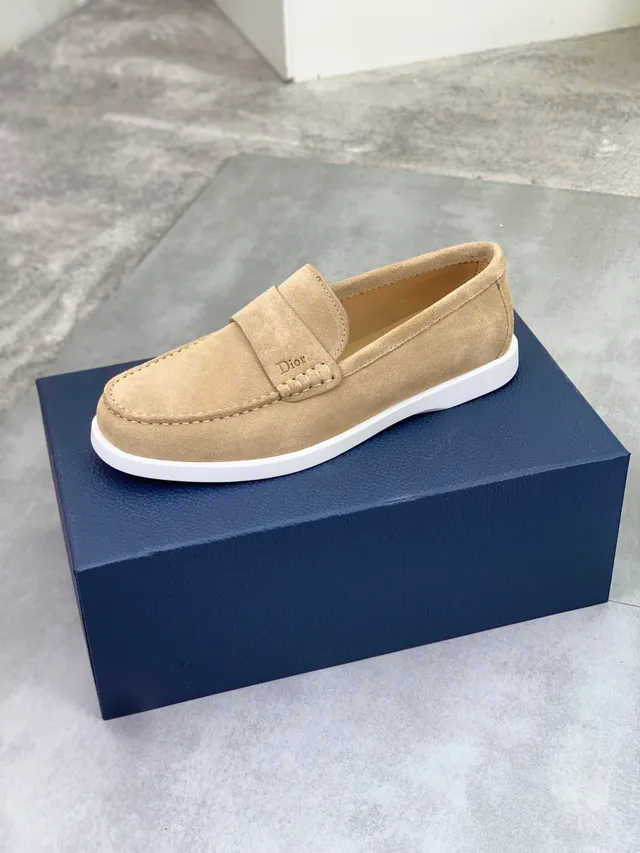 Dior بني أبيض من الشيبوي العلوي Penny Strap Loafer 4