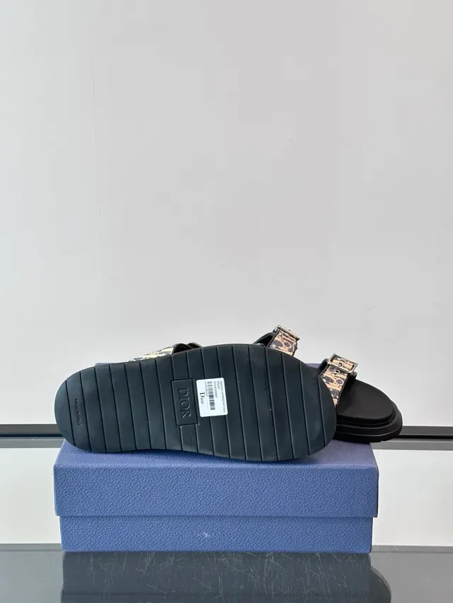 Dior Noir Beige Sandales Double Sangle Boucle 3