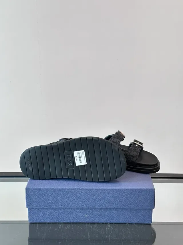Dior Noir Beige Sandales Double Sangle Boucle 4
