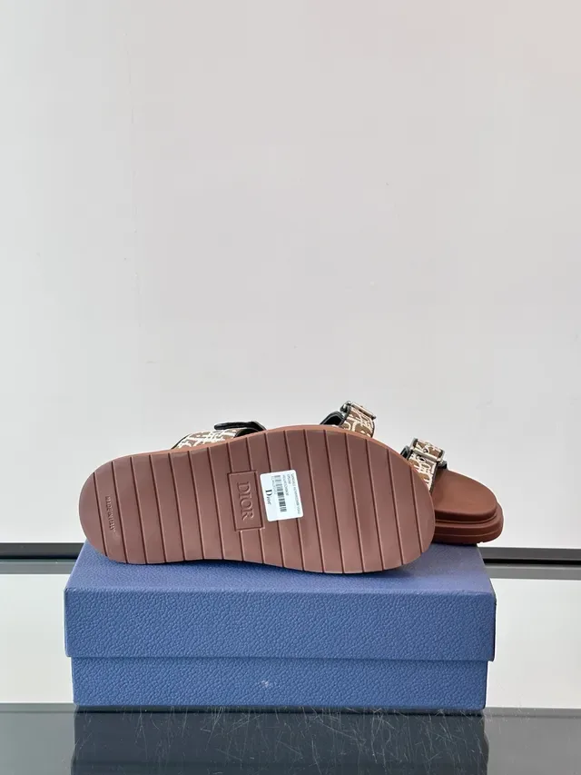 Dior Noir Beige Sandales Double Sangle Boucle 6