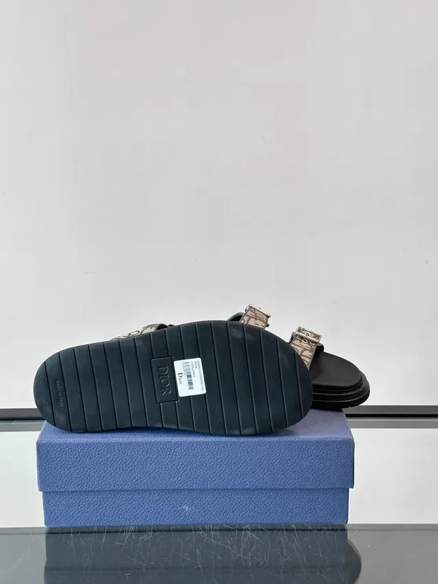 Dior Noir Beige Sandales Double Sangle Boucle 7