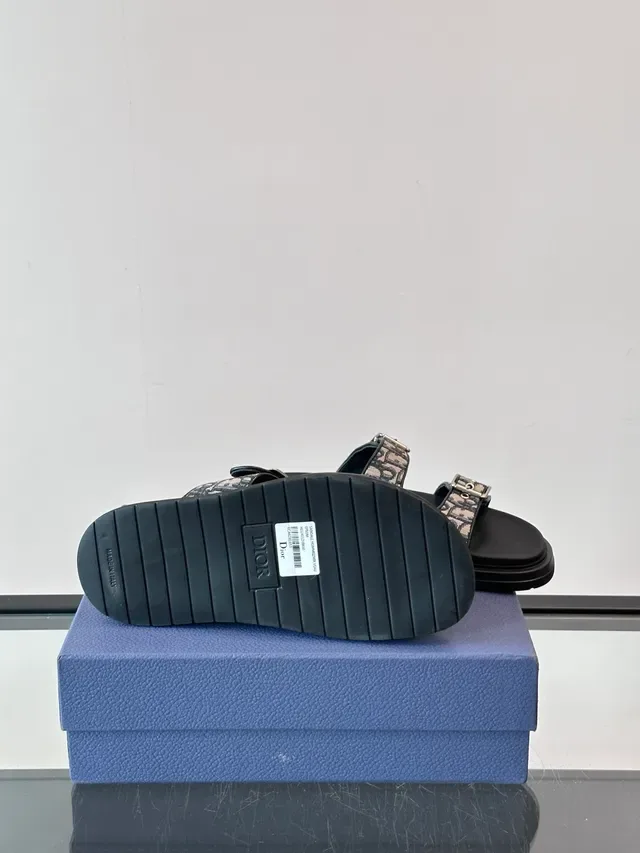 Dior Noir Beige Sandales Double Sangle Boucle 8