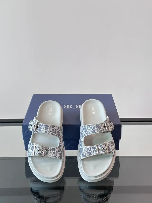 Dior Noir Beige Sandales Double Sangle Boucle 9