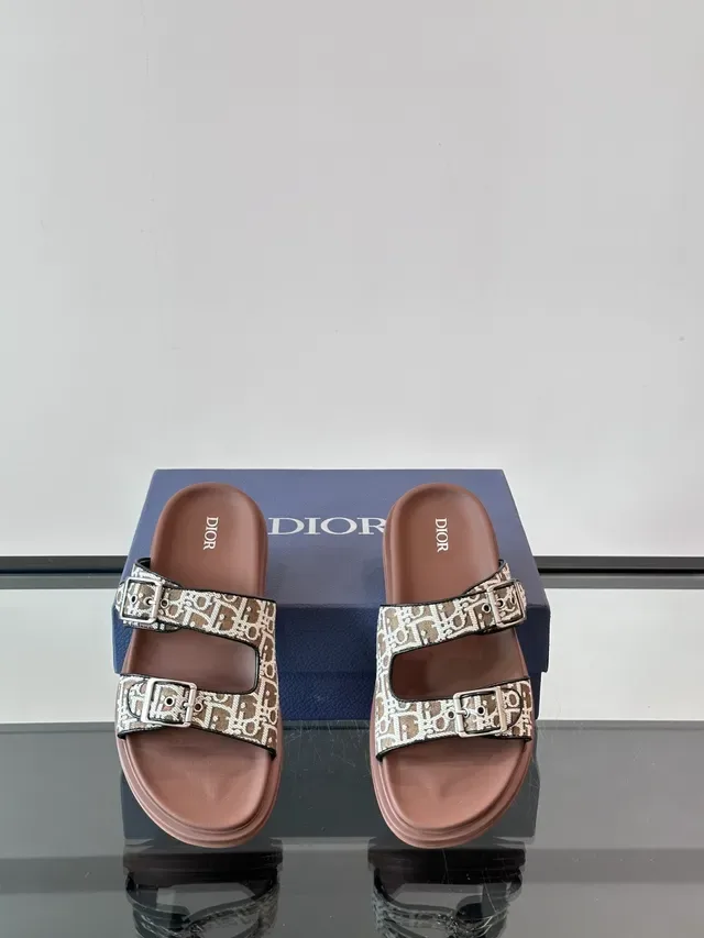 Dior Noir Beige Sandales Double Sangle Boucle 13