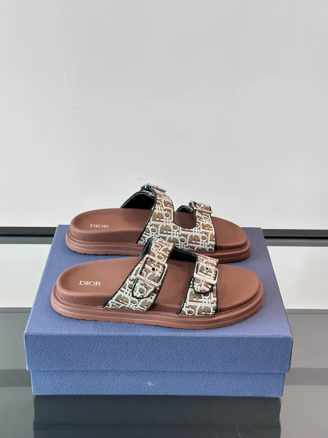 Dior Noir Beige Sandales Double Sangle Boucle 20