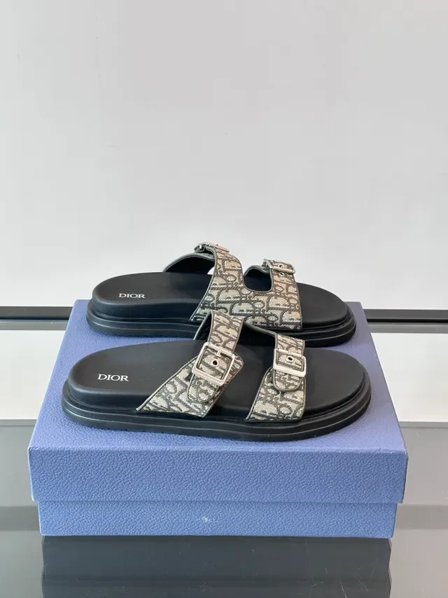 Dior Noir Beige Sandales Double Sangle Boucle 21