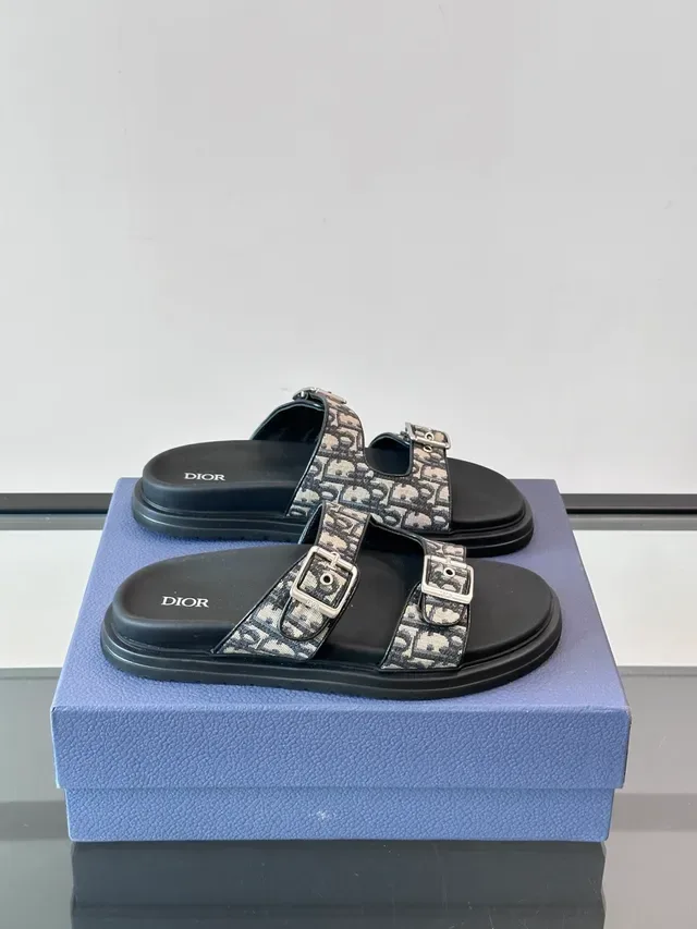 Dior Noir Beige Sandales Double Sangle Boucle 22