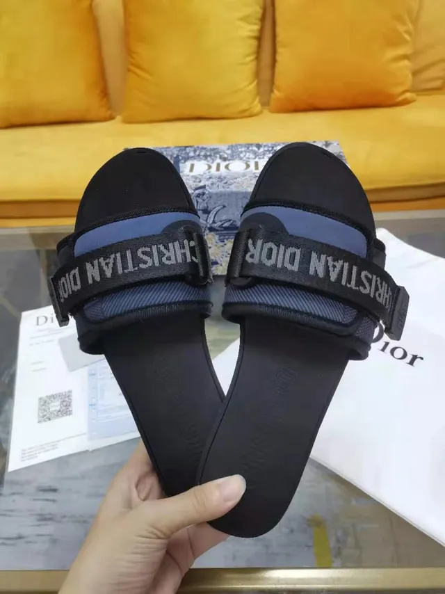 Dior Black Branded Strap Slide Slippers 6