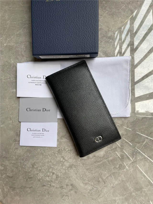 Dior काला सोना ग्रेन लेदर CD लोगो प्लेक लंबा बटुआ 7