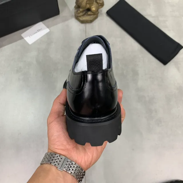 Dior Black Gray High-Shine Leather Cap Toe Oxford Shoes 3