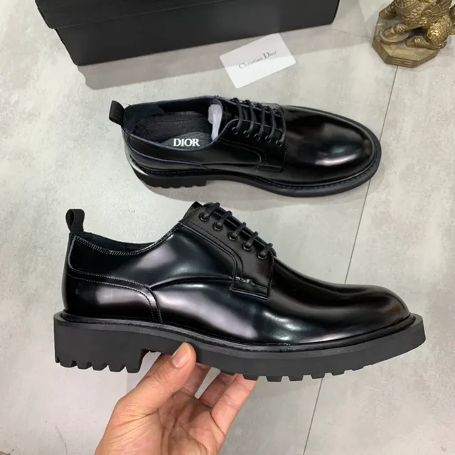 Dior Black Gray High-Shine Leather Cap Toe Oxford Shoes 4