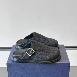 Dior 黑色印花布面扣带乐福鞋