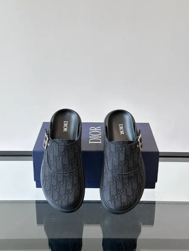 Dior Black Monogrammed Fabric Buckle Strap Loafer 3