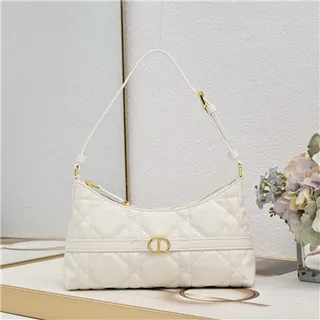 Dior Caro Monogram Canvas Negro y Beige Bolso underarm 10
