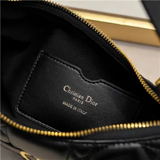 Dior Caro Monogram Canvas Negro y Beige Bolso underarm 20